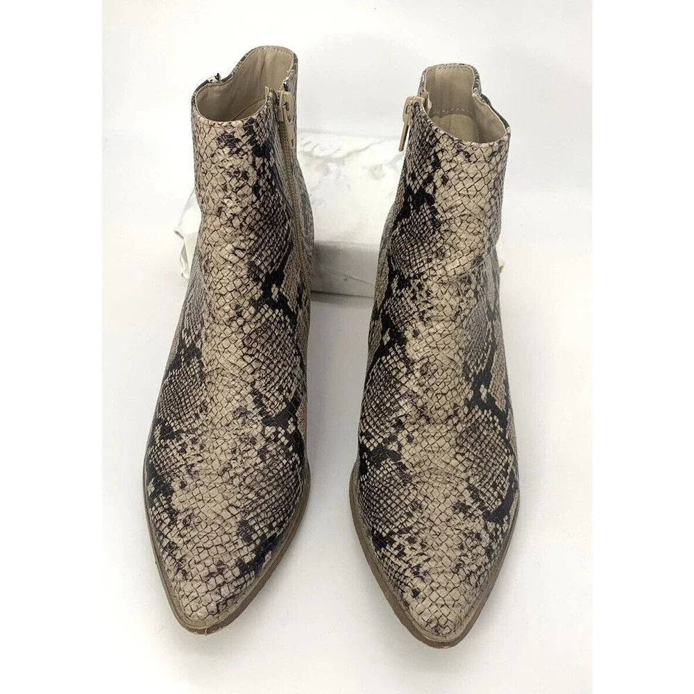 LULUS X Matisse Snakeskin Print Vegan Leather Western Ankle Cowgirl Boots 9M - Picture 3 of 10